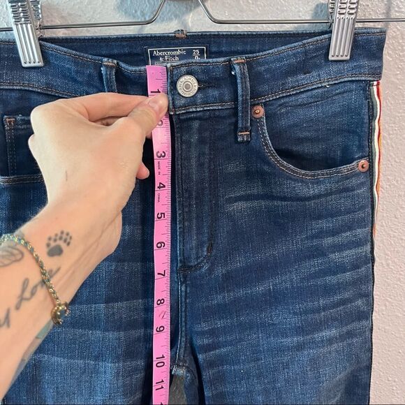 A&F Simone High Rise Jean Raw Hem Colored Stripe - Picture 6 of 8